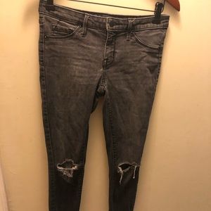 Mid rise black distressed jeggings